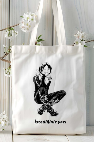 Art Hediye Noragami Beyaz Baskılı Bez Omuz Çantası Kişiye Özel Model 2 Çok Renkli