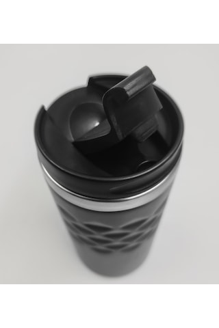 Geometrik Desenli Siyah Renk Termos Bardak 300ml