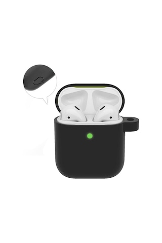 Wozlo Apple Uyumlu AirPods 1. Ve 2. Nesil Koruyucu Silikon Kılıf - Silikon Koruma Kılıfı - Siyah