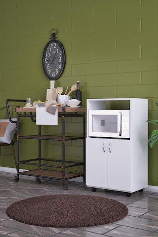 Kapaklı Raflı Mikro Dalga Fırın Dolabı Beyaz