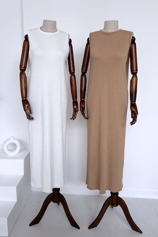 Merserize Kolsuz Elbise - Beyaz