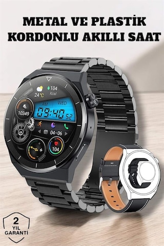Akıllı Saat Sağlık Ve Fitness Takibi Bluetooth Bağlantılı Dokunmatik Ekran Siyah
