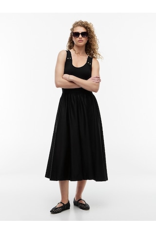 Tommy Hilfiger 5x2 Rıb Mıx Medıa Dress Kadın Siyah Elbise - Ww0ww49939