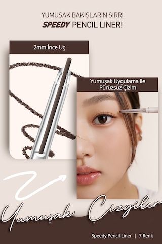 Suya Dayanıklı Kolay Kullanım Sunan Göz Kalemi Peripera Speedy Pencil Liner 1 Melloy Black
