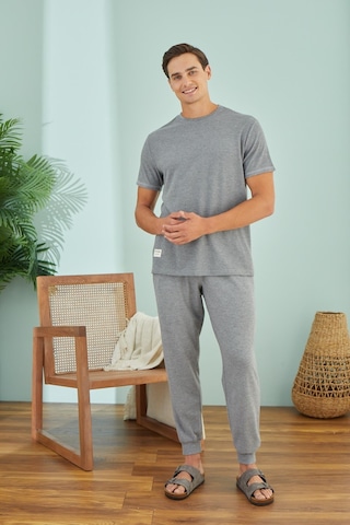 Erkek Kısa Kol Gri Melanj Pijama Takım C1t6n49 001