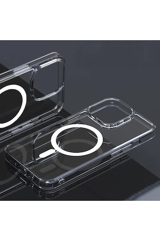 Şeffaf Magsafe Silikon Kılıf Kablosuz Şarj Destekli -Apple Uyumlu iPhone-16-pro-max Seffaf