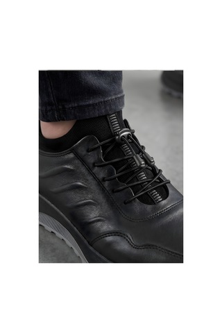 Crc Ayakkabı Crc Erkek Günlük Rahat Hakiki Deri Sneaker Ayakkabı Eva Taban Ortopedik Taban Siyah