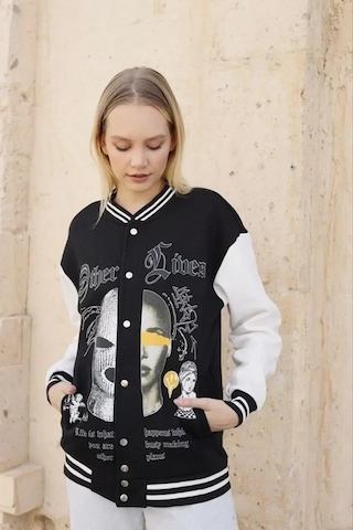 Nnstartshopping Oversize Kolej Ceket - Siyah Siyah