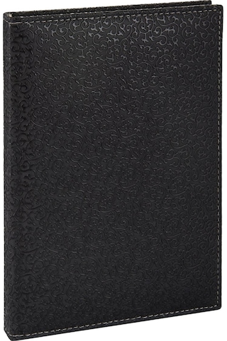 2K 2026 Yeni Yıl Deri Kapak Hilton Desen Ajanda Defter Tarihli Çizgili 17 X 24 CM - Siyah