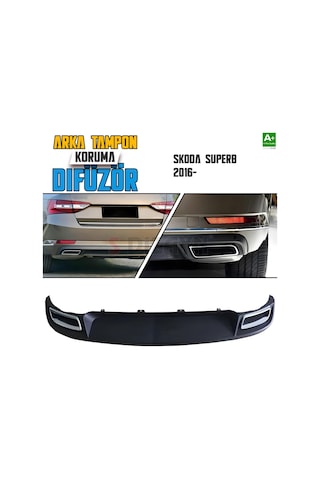 S-dizayn Skoda Superb Arka Tampon Koruma Difüzör Egzozlu Oem Stil 2016-2023 A+ Kalite