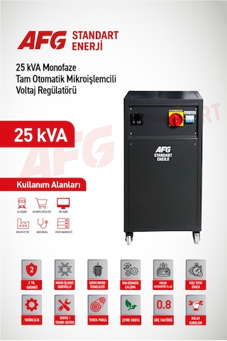 25 Kva Monofaze Tam Otomatik Mikroişlemcili Voltaj Regülatörü