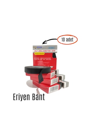 Eriyen Bant Kauçuk Bant Yalıtım Bantı 19mm X 0.80mm X 8mt 10adet