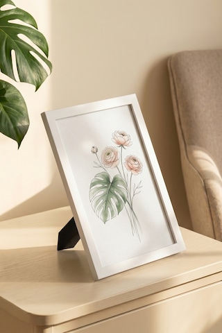 Porsima 4411 Beyaz PVC Modern Dekoratif Cam Fotoğraf Çerçevesi Masa Duvar Fotoğraf Çerçevesi 21x29,7cm