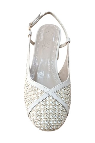 Flora 3011 Kadın Hasır Kalın Topuklu Arka Açık Ayakkabı Bej Siyah