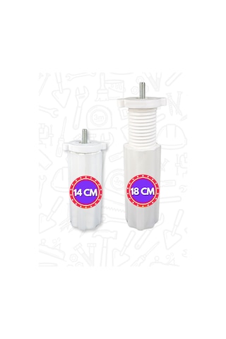 Gizli Orta Mobilya Kanepe Koltuk M8 Civatalı Orta Ayarlanabilir Destek Ayağı Beyaz 14 Cm - 18 Cm Beyaz