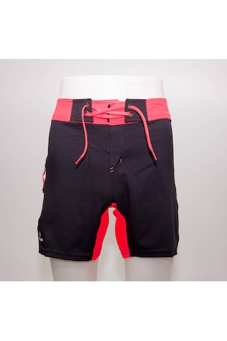 Erkek Kısa Deniz Şortu Boardshort Filesiz Sörf Meridyendukkan Siyah Turuncu Olaıan