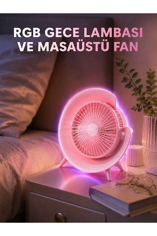 Gece Lambalı Renk Değiştiren Masaüstü Fan