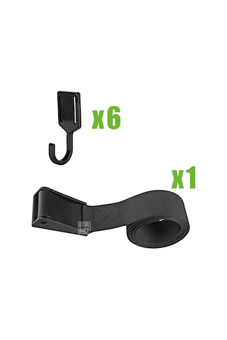 Yunboo Kamp Ağaç Kanca Seti - Siyah 1.5m Örgü Kayış + 6 Kanca, Dış Mekan Çadır Malzemeleri, Kolay Kurulum, Dayanıklı Materyal Siyah