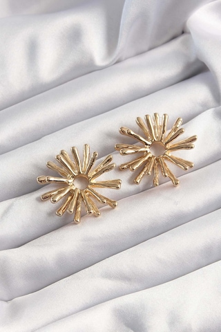 Gold Renk Kemik Model Küpe - Ebj241123w28285 Bakır