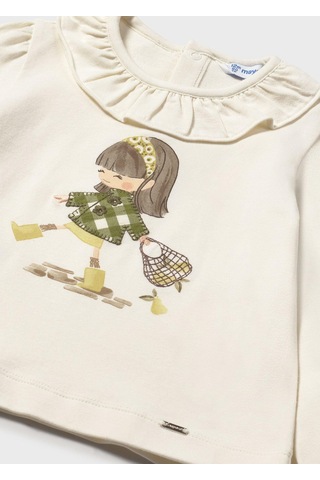 Mayoral Kız Bebek Manşet Kollu Sweatshirt Bej