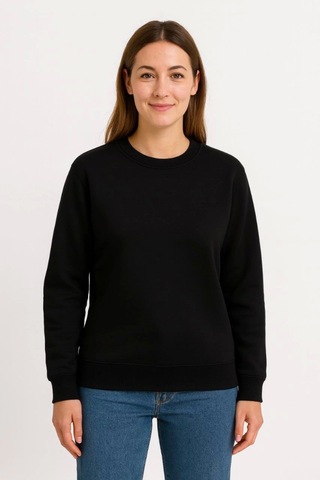 Etiler Collection Üç İplik Düz Bisiklet Yaka Sweatshirt - Siyah