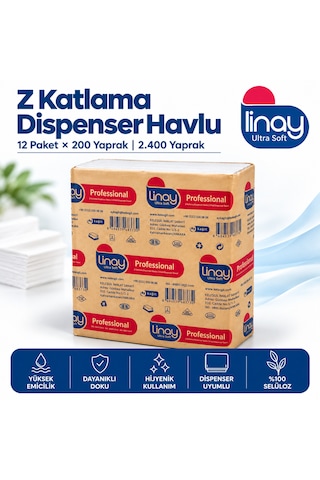 Ekstra Z Katlama Dispenser Kağıt Havlu 2 Katlı 200 Yaprak X 12 Paket