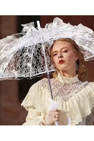 Atay Garage Şemsiye 60-58 Ebatlarinda Gelin Düğün Nişan Çekimleri Özel Günlerde Resim Çekilmesi İçin İdealdir Beyaz