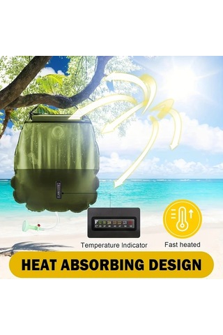 Elmpaly 19.99 Litre Solar Yeşil Kamp Seyahat Sızdırmaz Taşınabilir Duş Torbası Termometre Hortum Ve Başlık Bej