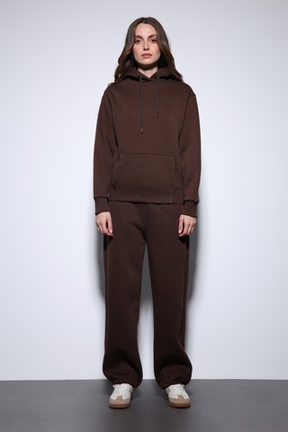 Antioch Kapüşonlu Basic Kadın Sweatshirt Kahve