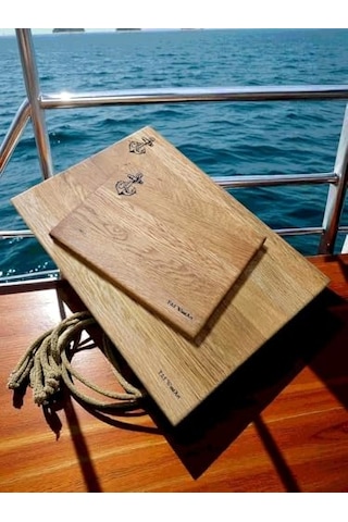 F&s Woodart Marin 2 Li Set - Meşe Doğal Ahşap Mutfak Kesme Sunum Et Ekmek Doğrama Tahtası Çok Renkli
