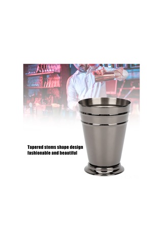 Xindoker 400ml 304 Paslanmaz Çelik Buzlu Kokteyl Bardak, Konik Saplı, Siyah, Dayanıklı, Kolay Temizlenir, Parlak Yüzey