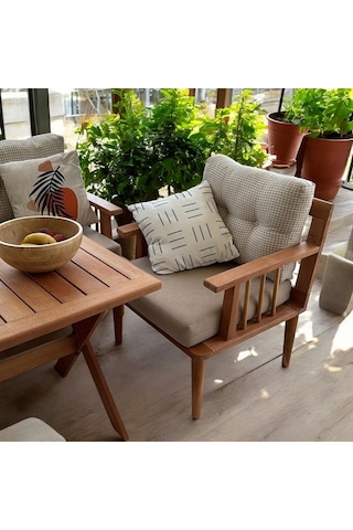 Vizyon Masif Ahşap Bahçe Balkon Takımı Gürgen Ağacı 3+1+1+masa Ahşap