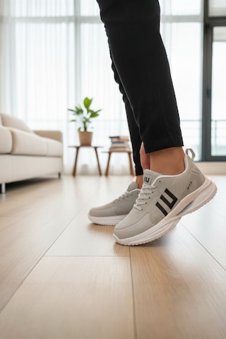 Enoch Erkek Çift Dikey Şeritli Dinamik Tabanlı Günlük Spor Ayakkabı Sneaker Gri
