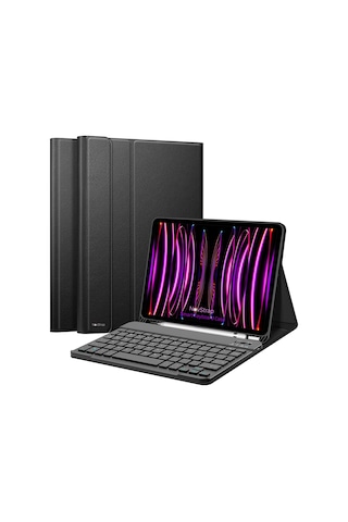 NovStrap Apple Uyumlu iPad Pro 11 2022 2021 2020 2 3 4 Nesil Bluetooth Klavyeli Kılıf Kalem Bölmeli