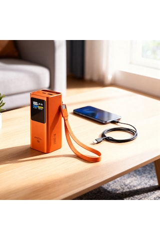 100w Pd Hızlı Şarj Powerbank 20.000mah Type-c Laptop Destekli Taşınabilir Şarj Cihazı, Alüminyum Gövde, Dijital Göstergeli Turuncu