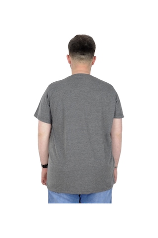 Mode Xl Büyük Beden T-Shirt Bis Yaka Chase 22193 Antramelanj 001