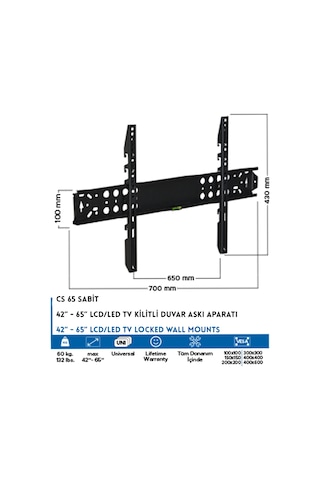 Cnr Cs65 42'' 65'' Sabit Televizyon Lcd/Led Askı Aparatı
