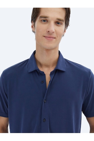 Kip İndigo Düz Regular Fit Casual Gömlek İndigo
