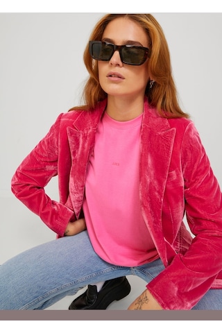 Jack & Jones Kadın Minimal Jjxx Logolu Kısa Kollu Tişört - Andrea 12205777 Carmine Rose Beyaz