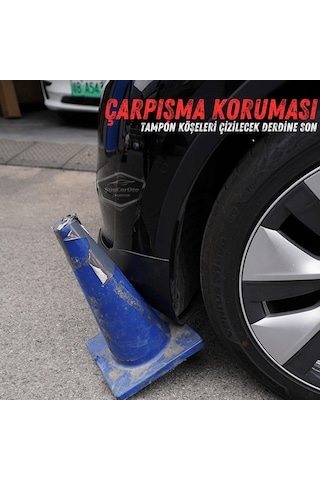 Üniversal Her Araca Uyumlu Esnek Tampon Köşesi Koruma Bandı Tampon Köşe Koruyucu Şerit Yumuşak Bant 2 Parça Siyah 35 Cm 00 Şüscaroto Aksesuar