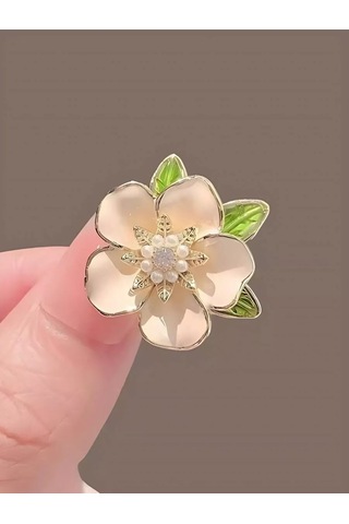 Bijoubijou Kadın Broşları 2'li Paket Çiçek 250613480 Altın Rengi