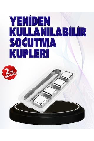 Paslanmaz Çelikten Üretilmiş Metal Buz Küpü Seti Ve Buz Klipsi Beyaz
