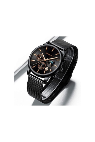 Erkekler Moda Sıradan Saatler Otomatik Tarih Kronografı Erkekler Güzel İş Saatleri Su Geçirmez 30m Tam Çelik Kuvars İle Örgü Kayış Mavi