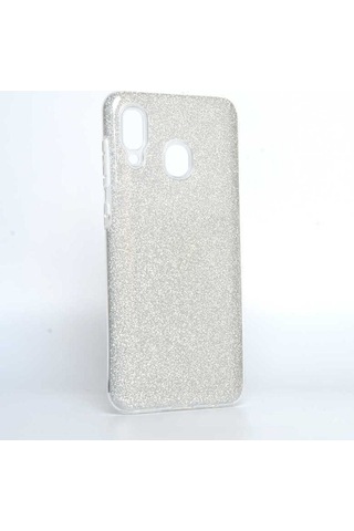 Samsung Uyumlu Galaxy A20 Kılıf Zore Shining Silikon Gümüş