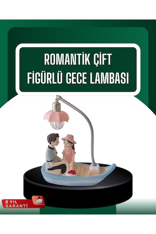 El Ele Tutuşan Çift Figürlü Dekoratif Gece Lambası Romantik Tasarım Renkli