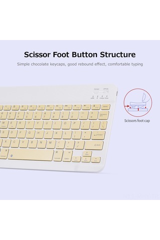 Monyee 10 İnç Şarj Edilebilir Bluetooth Klavye Ve Fare Seti, 78 Tuşlu İnce Tasarım, 3 Dpı Ayarlı Fare, Çoklu Sistem Uyumlu, Beyaz Diğer