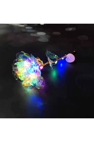 Dofolink 24k Renkli Altın Yapraklı Gül: Işıklı Simülasyon, Noel/valentines Hediyesi, Kaliteli Malzeme, Kolay Kullanım, Tek Dal, Kalp Şekilli Açık Işık