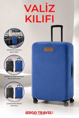 Viscofoam Valiz Bavul Koruma Kılıfı Kadife Kılıf Büyük boy - Lacivert Ergo Travel