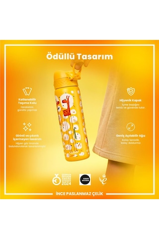 Ion8 - Paslanmaz Çelik İnce Suluk - Zürafalar - 600 Ml - Sızdırmaz Çok Renkli