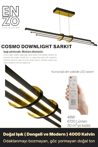Cosmo Gold Lineer Led Sarkıt Avize Kumandalı Dim Edilebilir Aşağı Işık Diğer